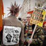 refugees welcome, oxford circus, westminster, england, march 2023